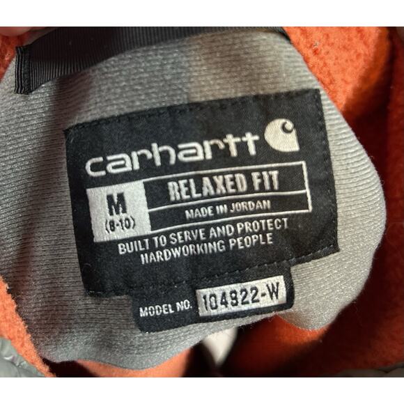 Carhartt Womens Relaxed Fit Fleece Pullover M Orange Snap Front Sherpa - Picture 6 of 9